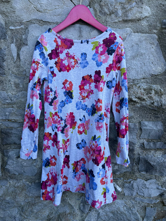 Floral grey dress  7y (122cm)