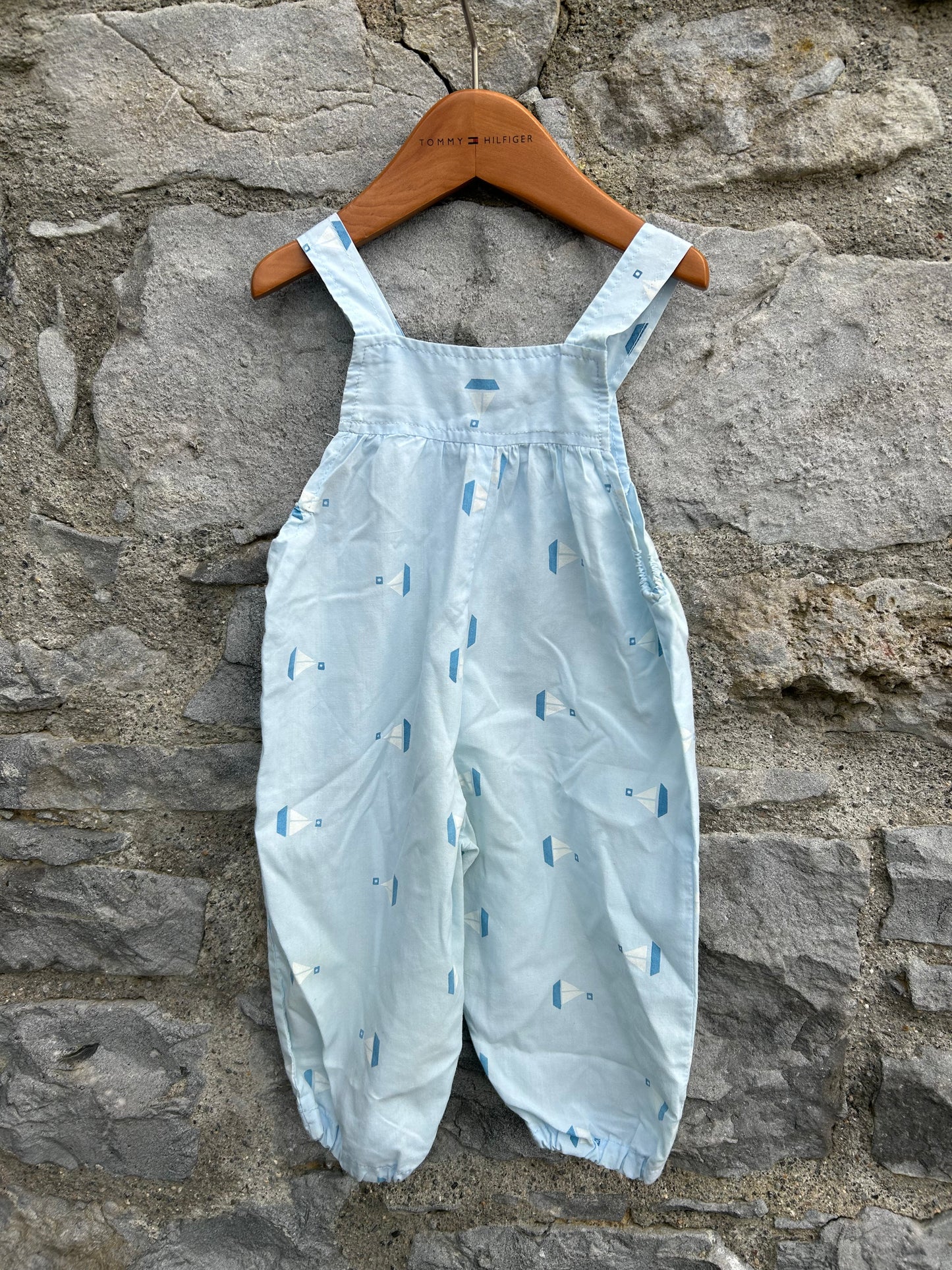 80s blue boats dungarees   6-9m (68-74cm)