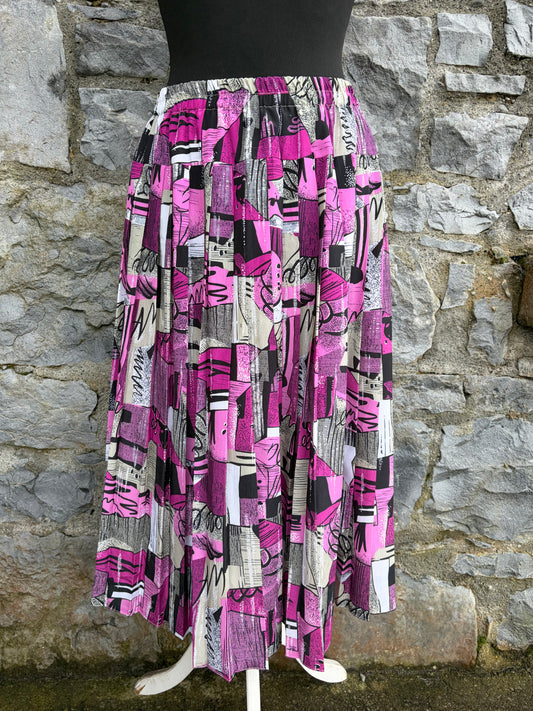 90s pink geometric pleated skirt uk 10-12