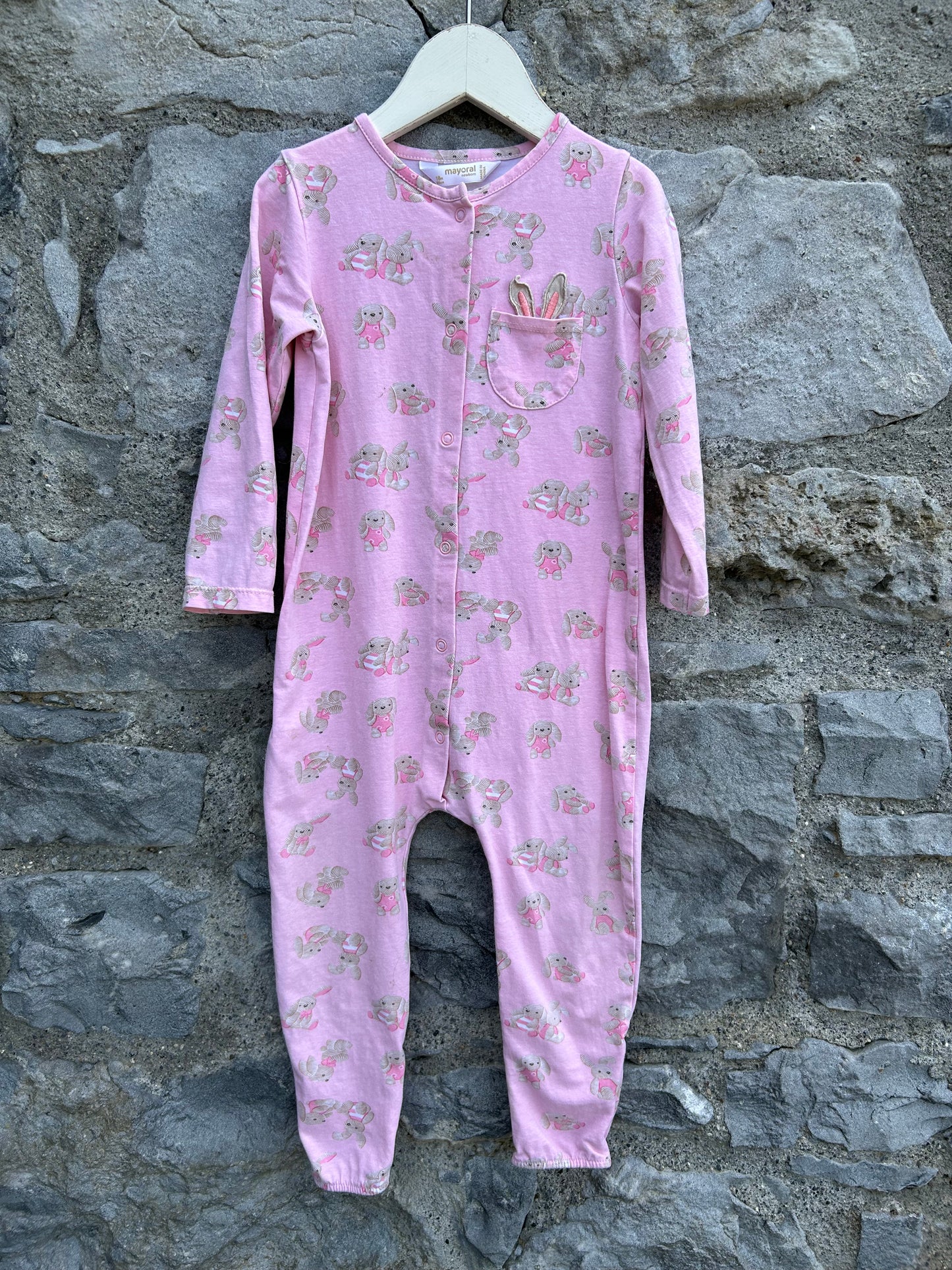 Bunnies pink onesie  12-18m (80-86cm)