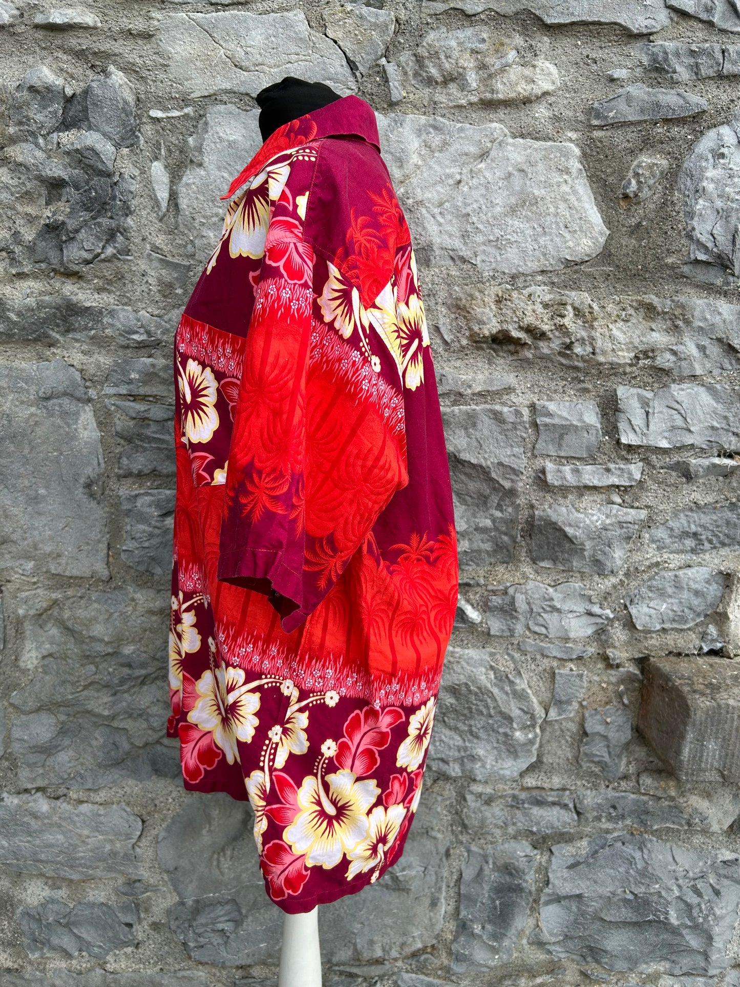 90s Red Hawaiian shirt Large