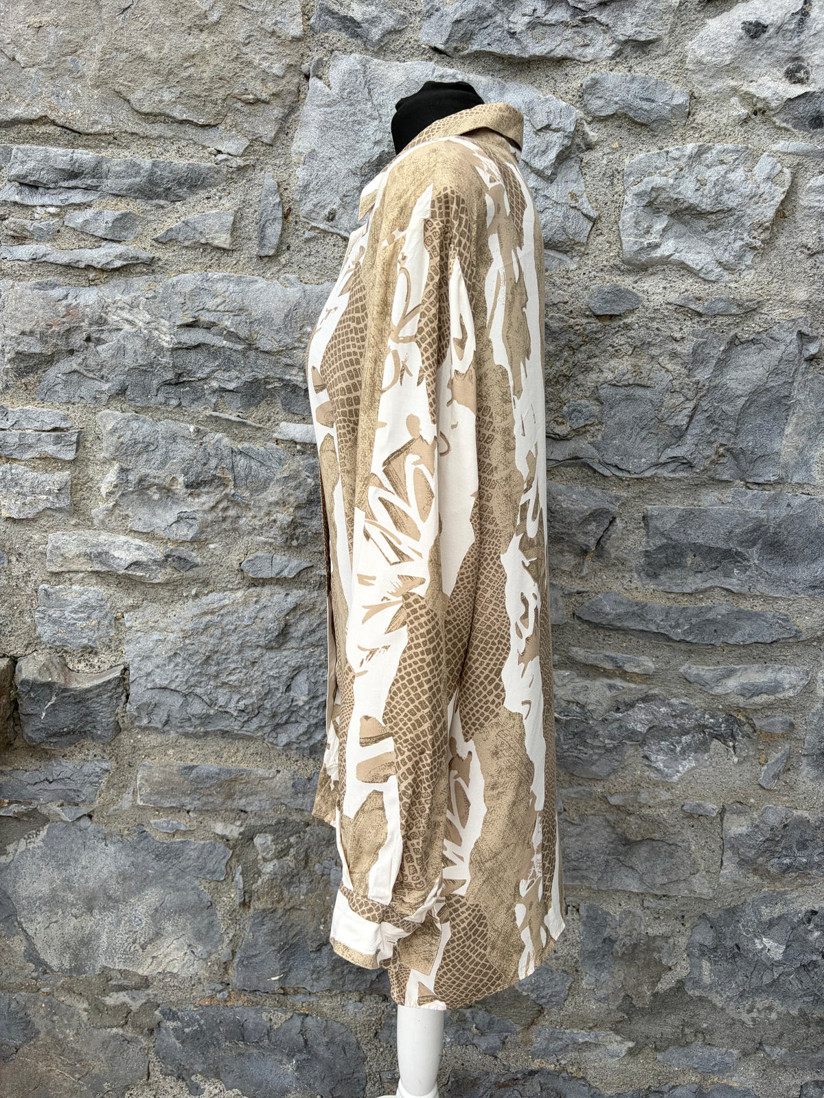 80s cream&beige patterned shirt uk 16-18