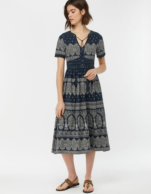 Hatty heritage print dress blue uk 12
