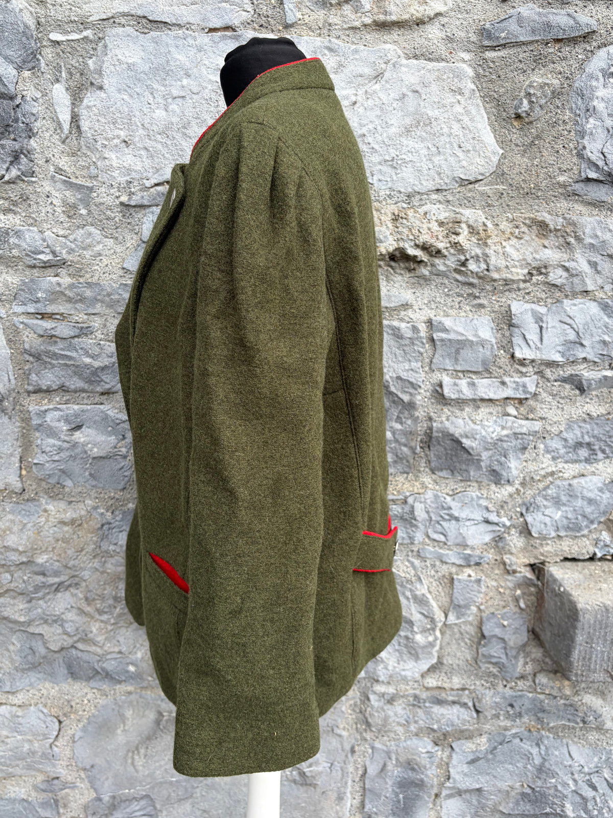 Olive green loden wool trachten jacket uk 14-16