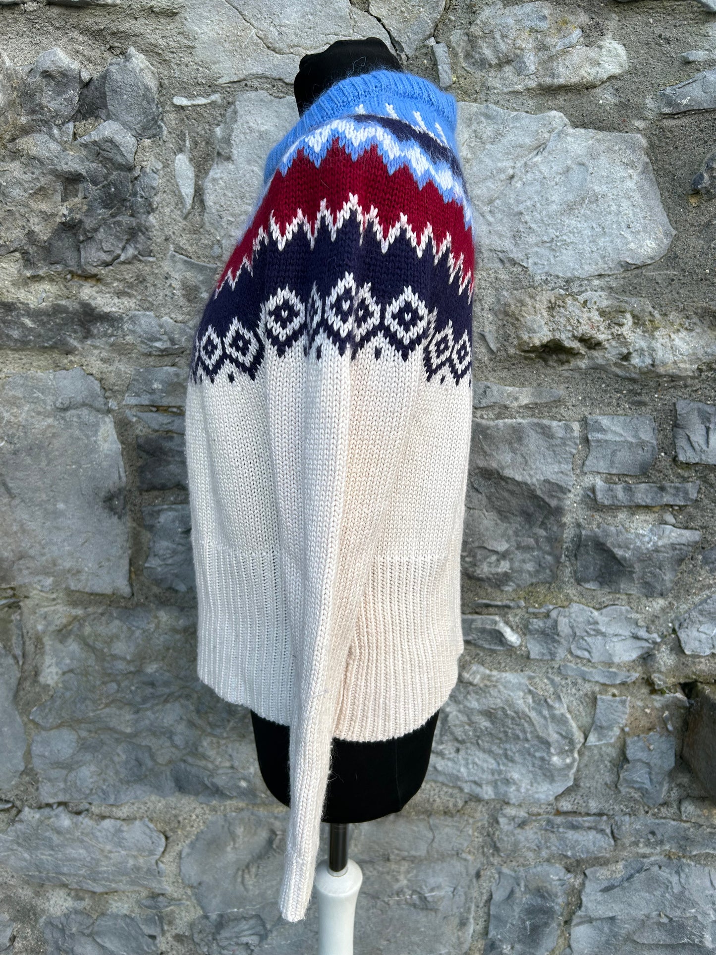 Fair Isle pattern cream jumper uk 10-12