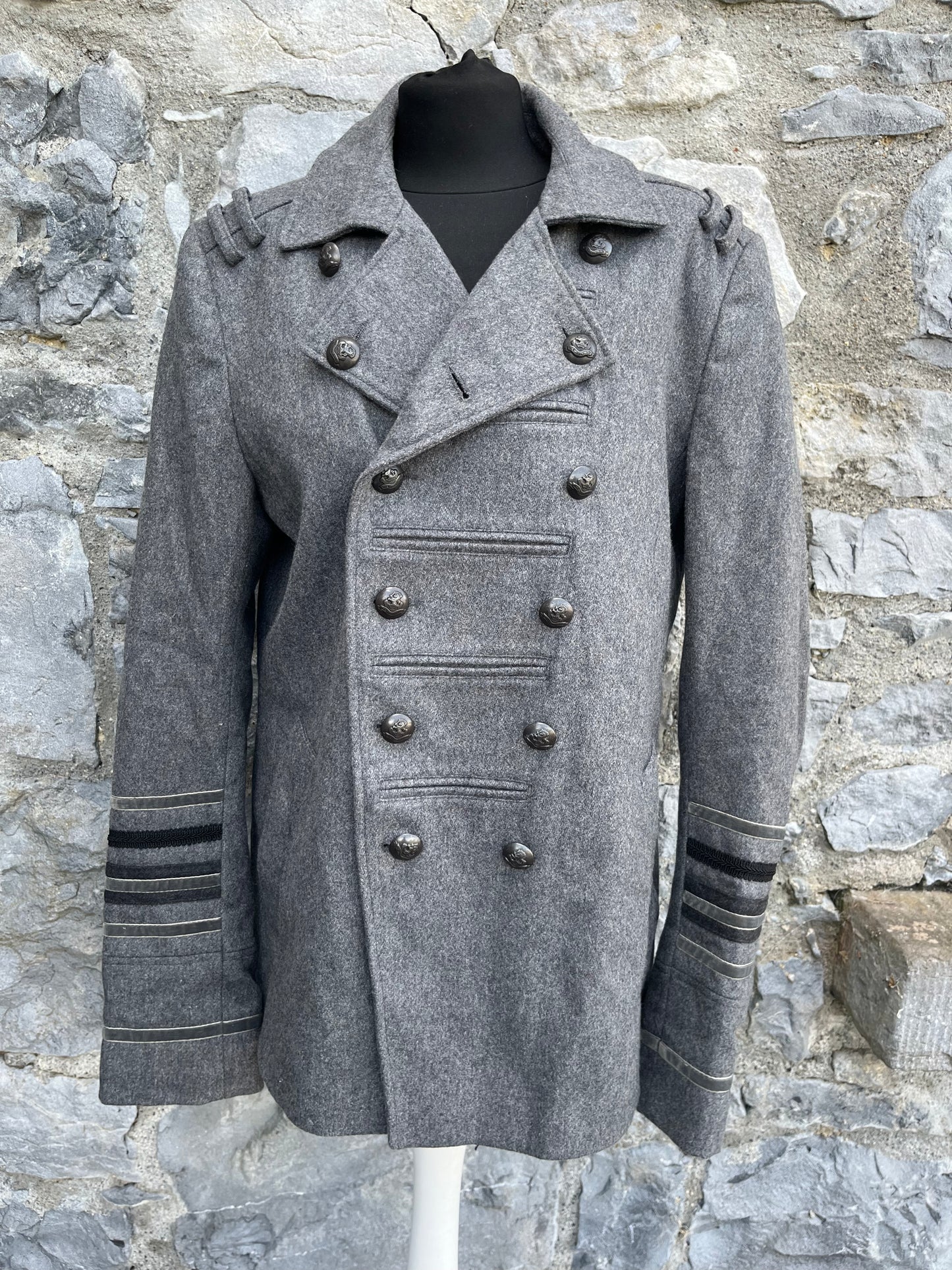 Grey military coat Small