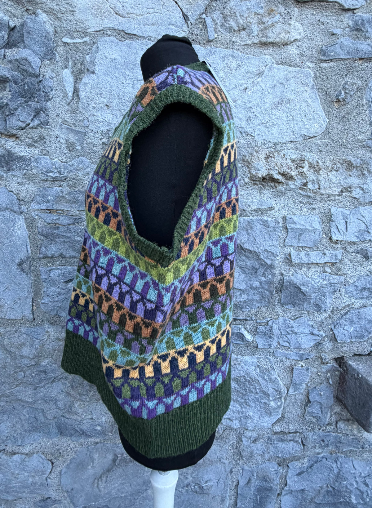 Green geometric sleeveless jumper uk 14