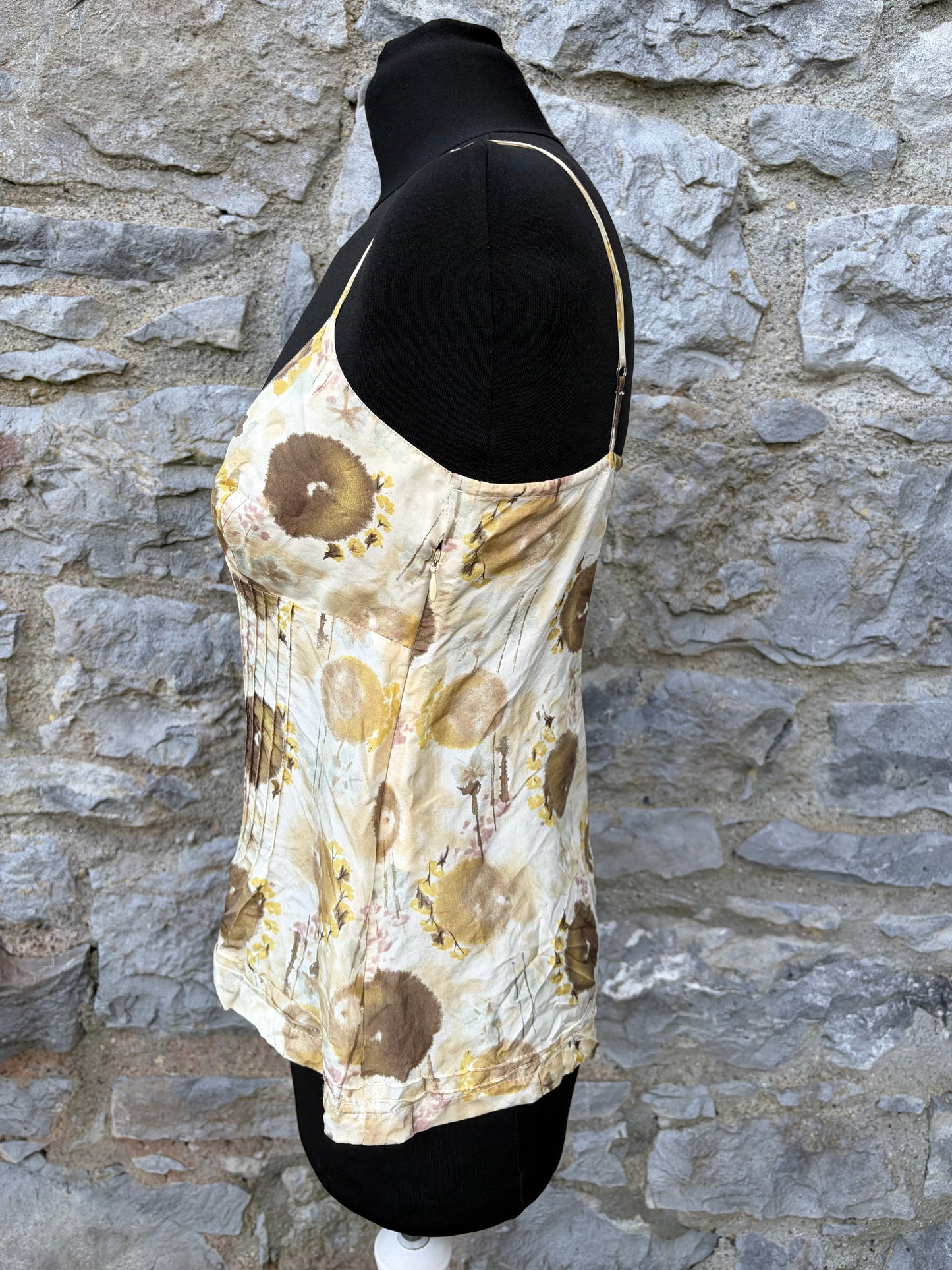 Y2K mega dots beige silk top uk 6-8