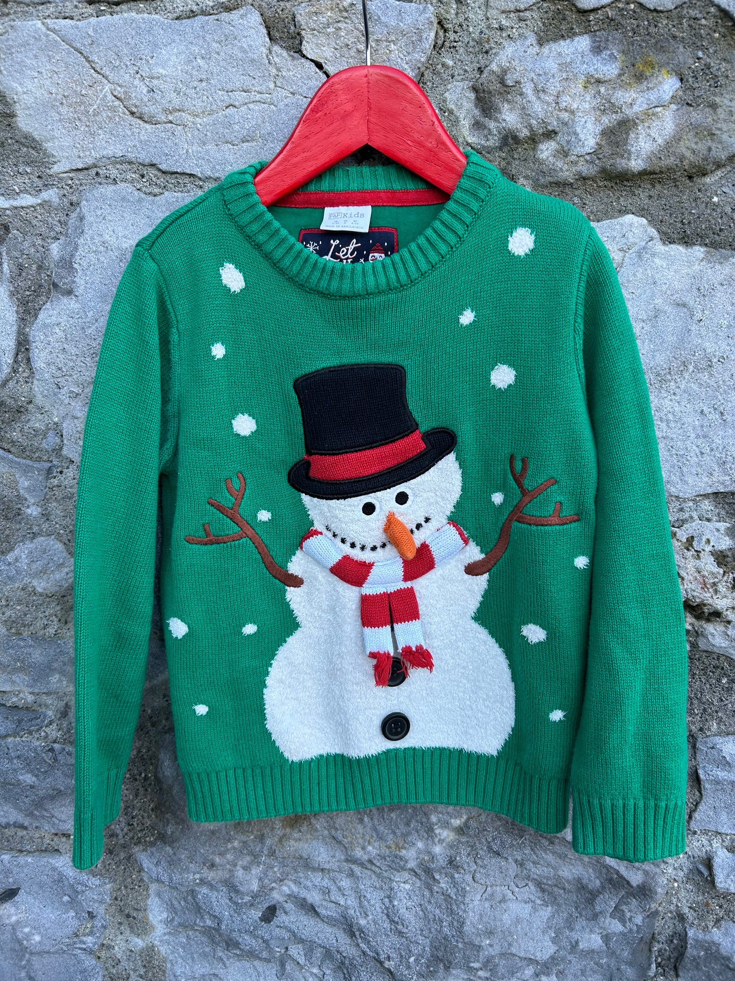 Snowman green jumper  4-5y (104-110cm)