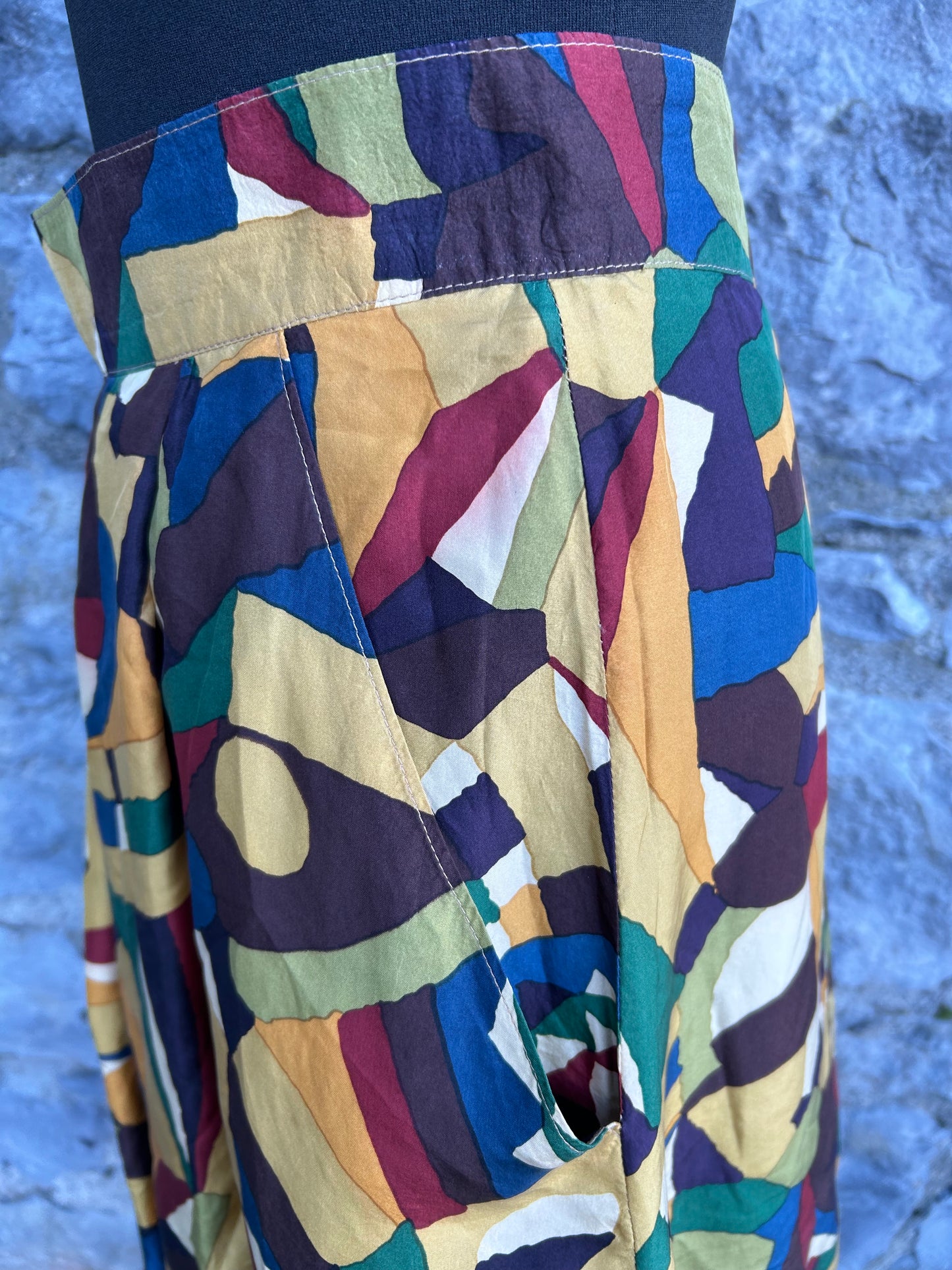 80s abstract silk skirt uk 10