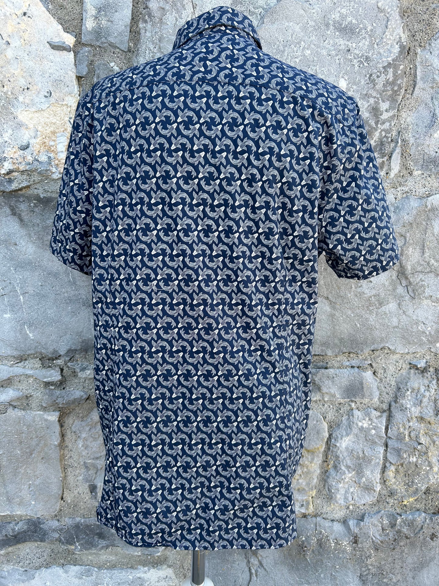 Koi Fish navy shirt Small