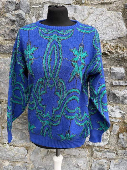 80s Blue&green jumper uk 8-10