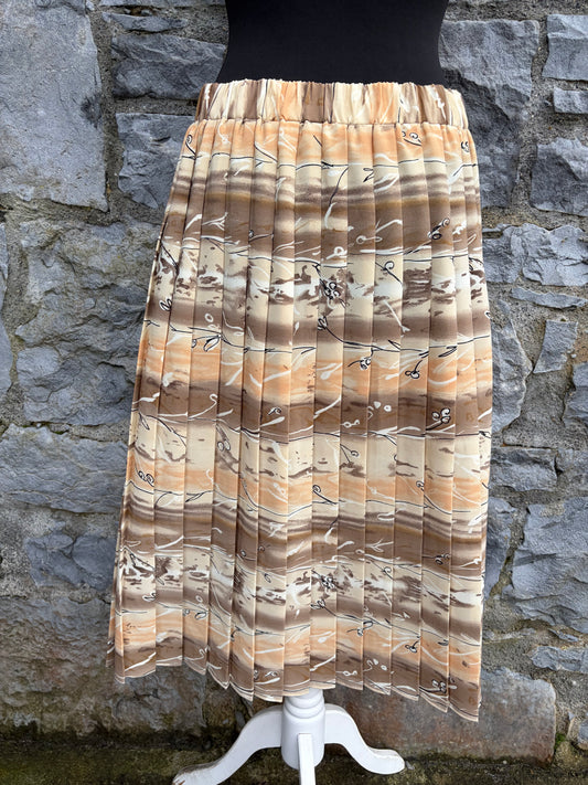 80s beige panels pleated skirt uk 10-12