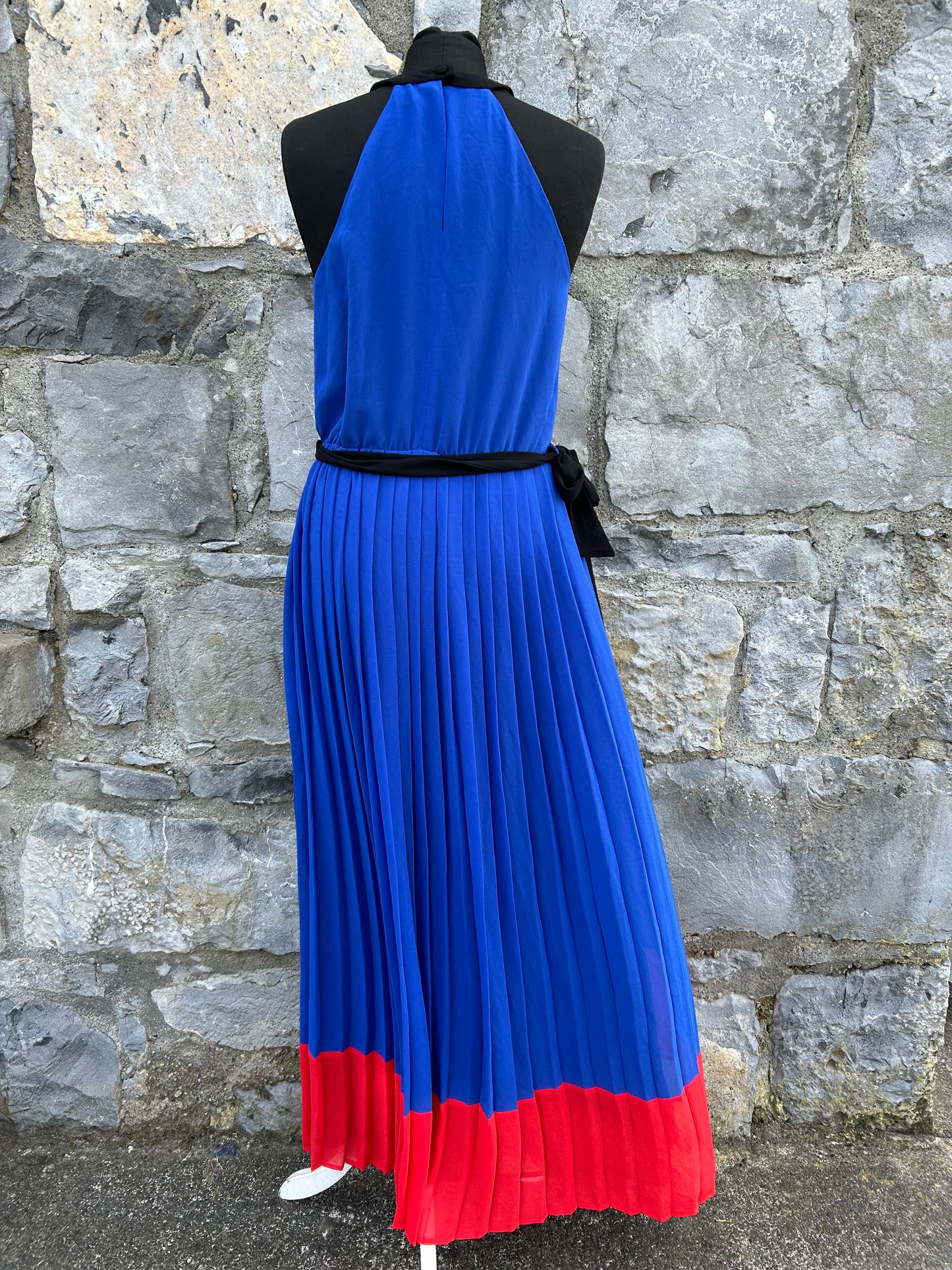 Blue pleated maxi dress uk 8-10