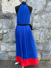 Load image into Gallery viewer, Blue pleated maxi dress uk 8-10
