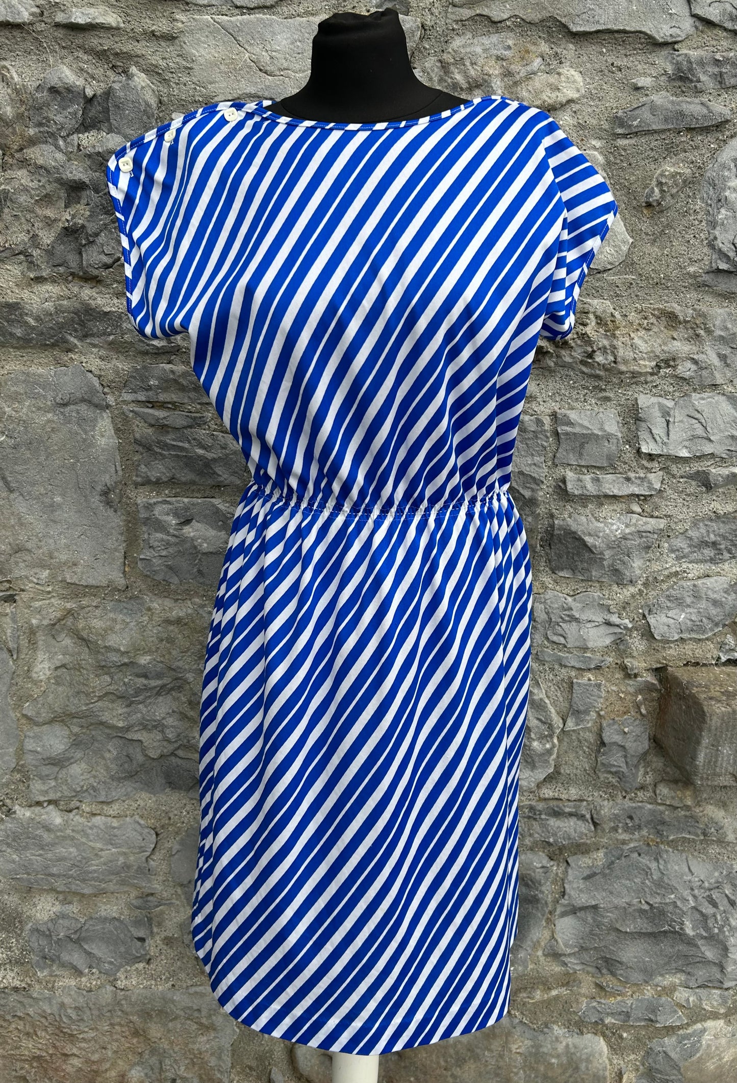 80s Blue&white stripy dress uk 10