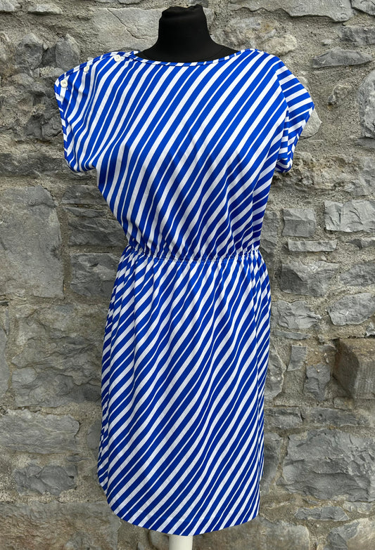 80s Blue&white stripy dress uk 10