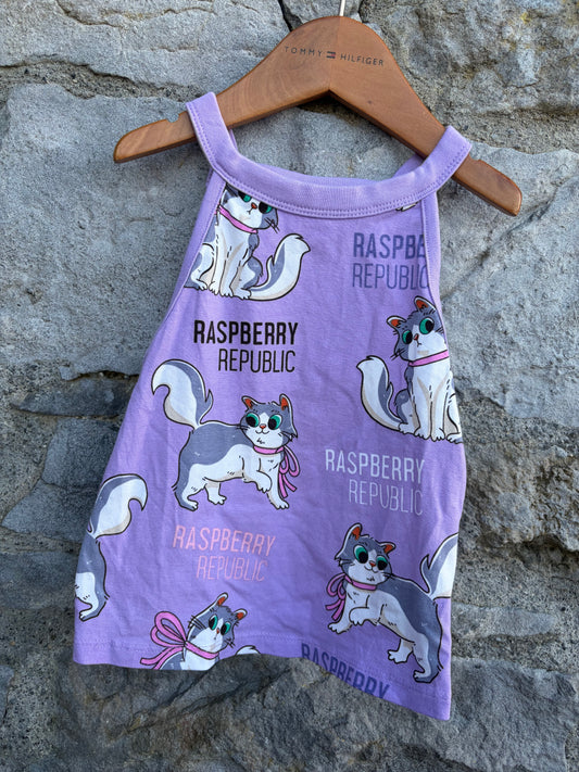 Cats purple tank top  3-4y (98-104cm)
