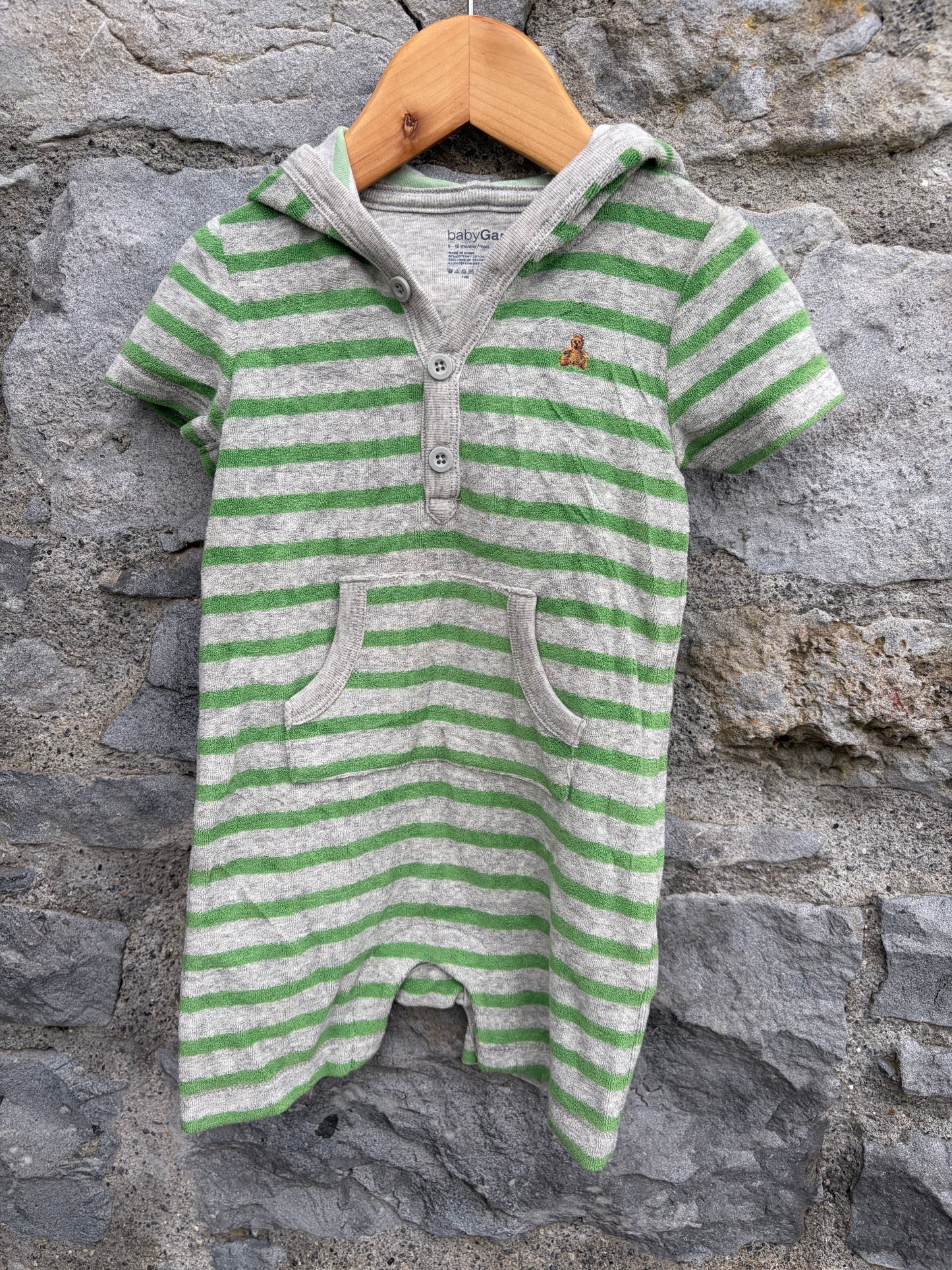 Green&grey velour rompers  6-12m (68-80cm)