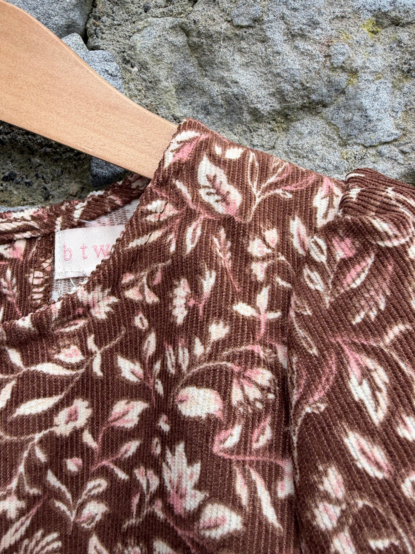 Brown botanic print cord dress   3-4y (98-104cm)