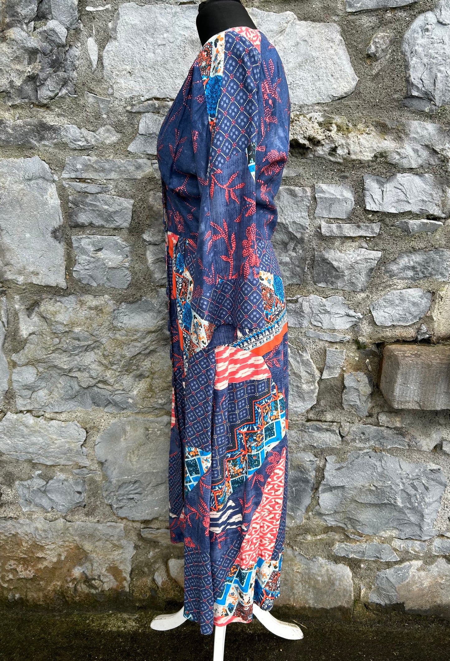 Blue patchwork floral maxi dress uk 8