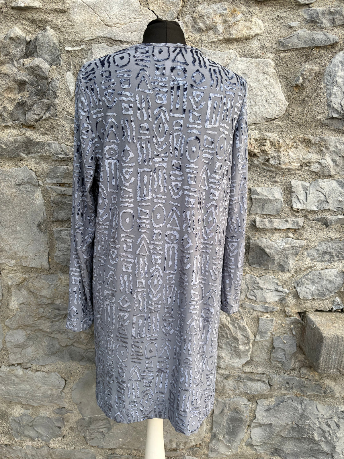 90s grey geometric tunic uk 10-12