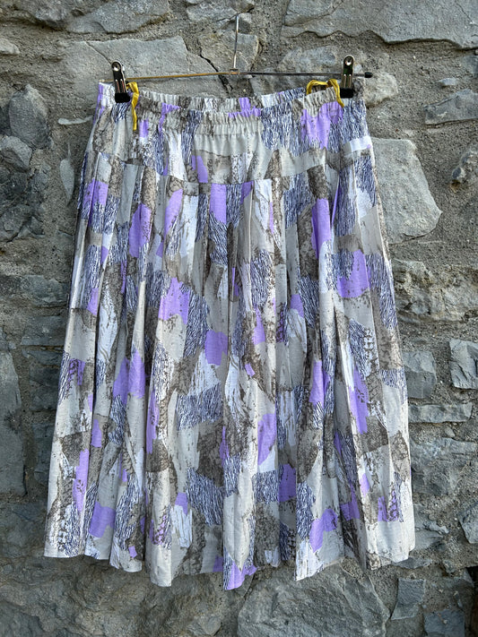 80s Purple&grey abstract skirt uk 14-16