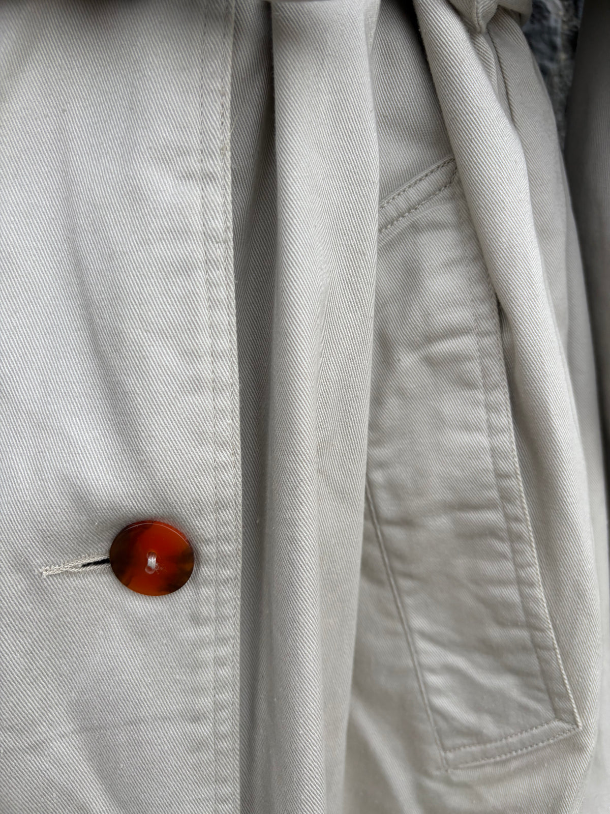 90s cream double-breasted trench coat uk 14-16