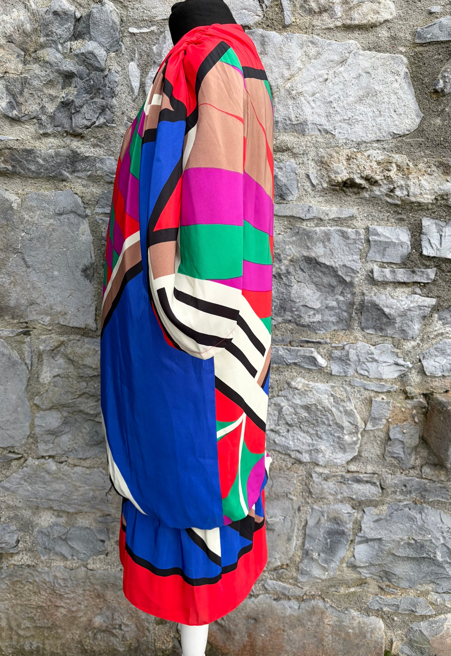 80s colourful geometric dress uk 10-12