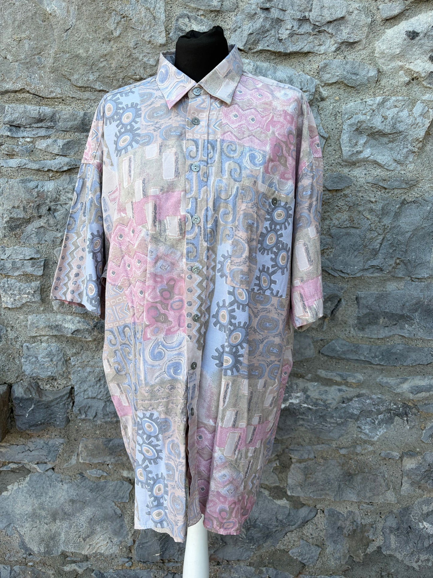 80s Aztec print patchwork shirt Large