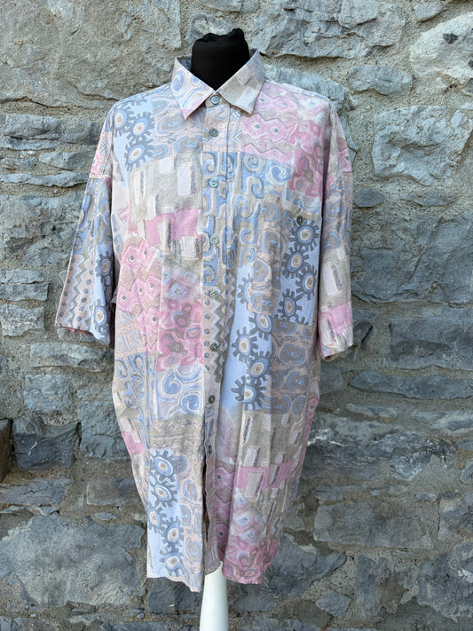 80s Aztec print patchwork shirt Large