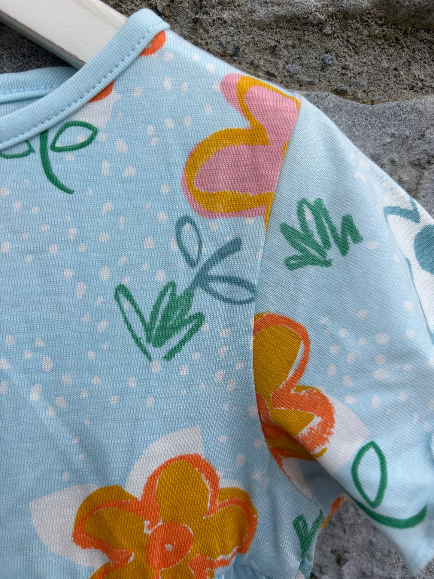 Orange flowers blue dress 12-18m (80-86cm)