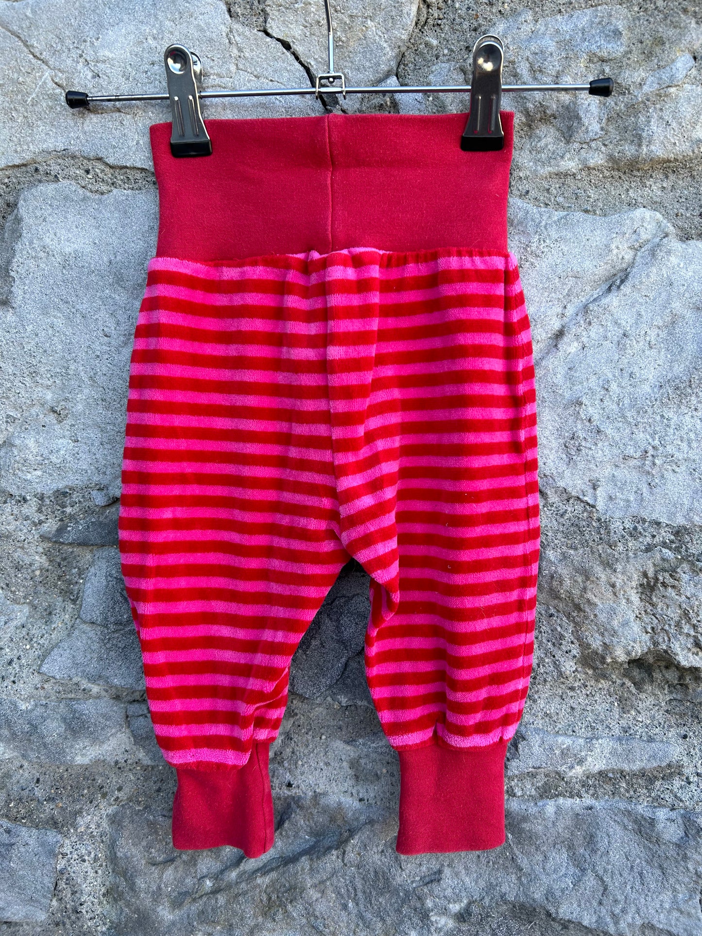 Pink velour stripy baggy pants  6-9m (68-74cm)