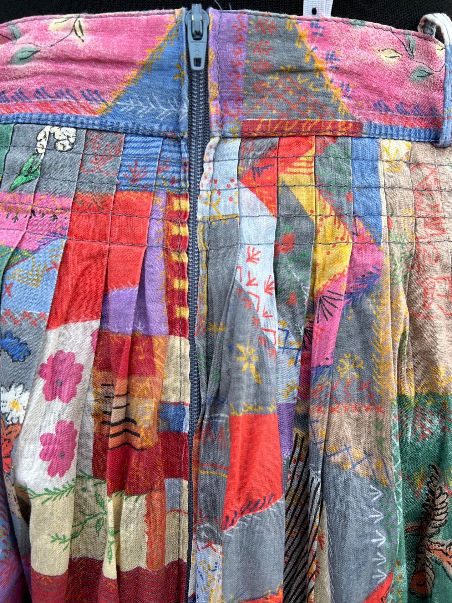 80s colourful patchwork skirt uk 10