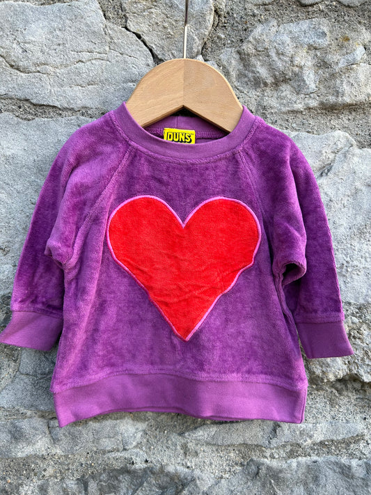 Purple heart sweatshirt   3-6m (62-68cm)