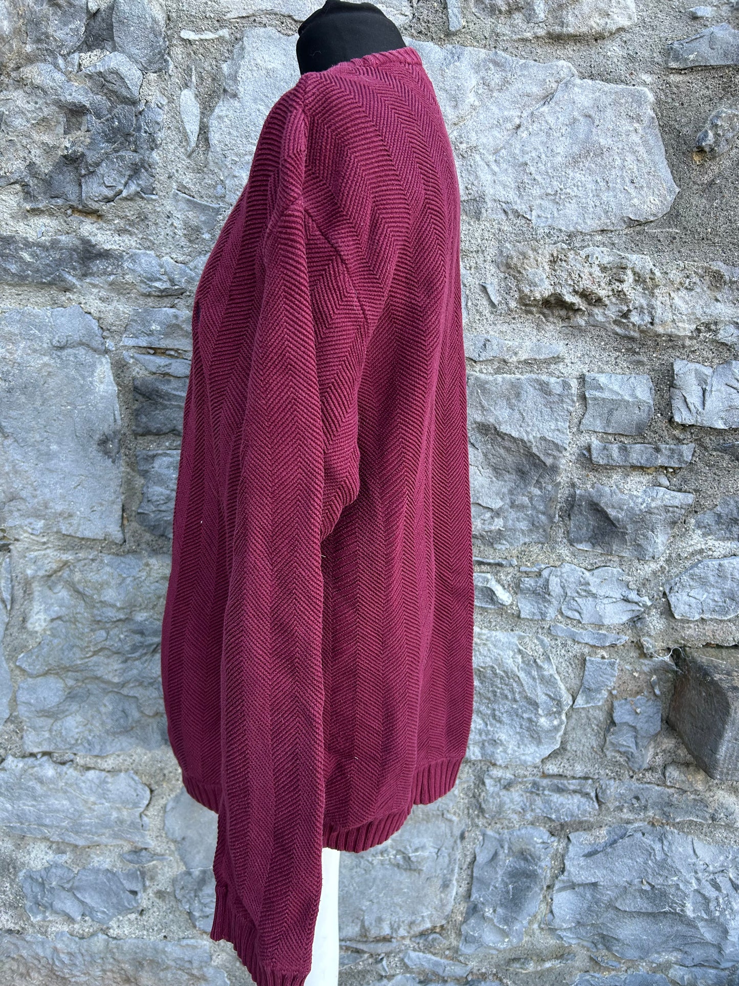 90s knit raspberry red chunky sweater Large