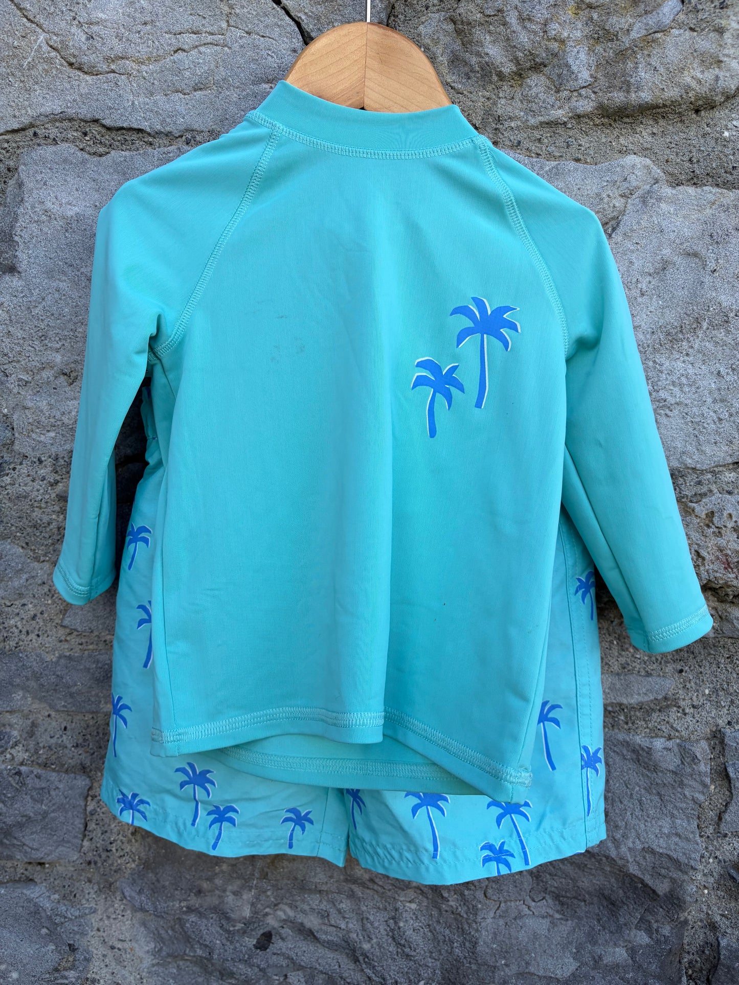 Palm trees blue rush guard&shorts 2-3y (92-98cm)