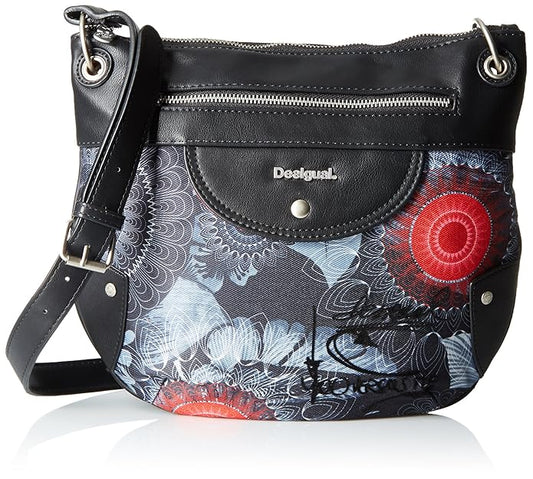 Black& grey floral crossbody bag