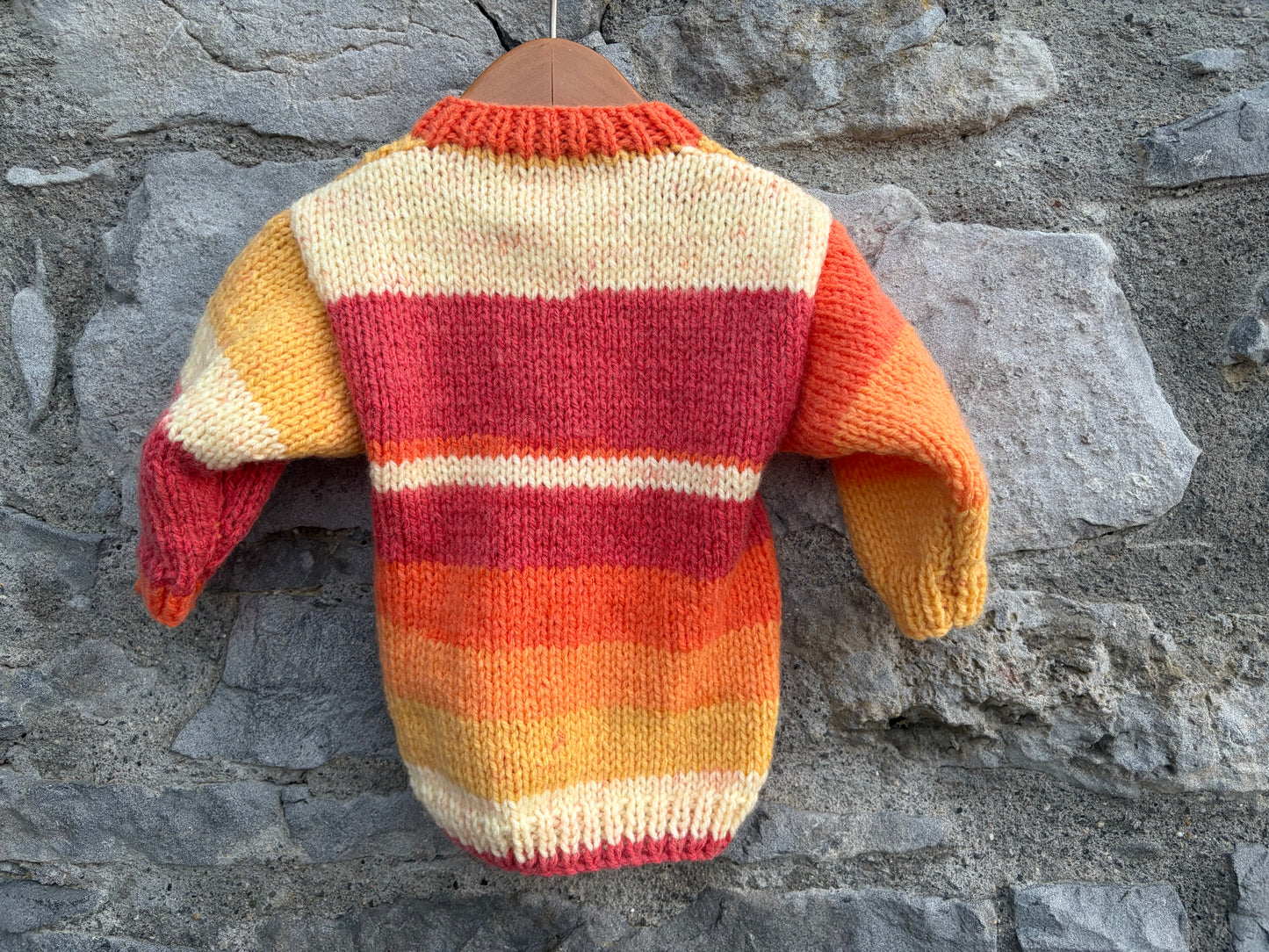 Aran style orange&red cardigan  9-12m (74-80cm)