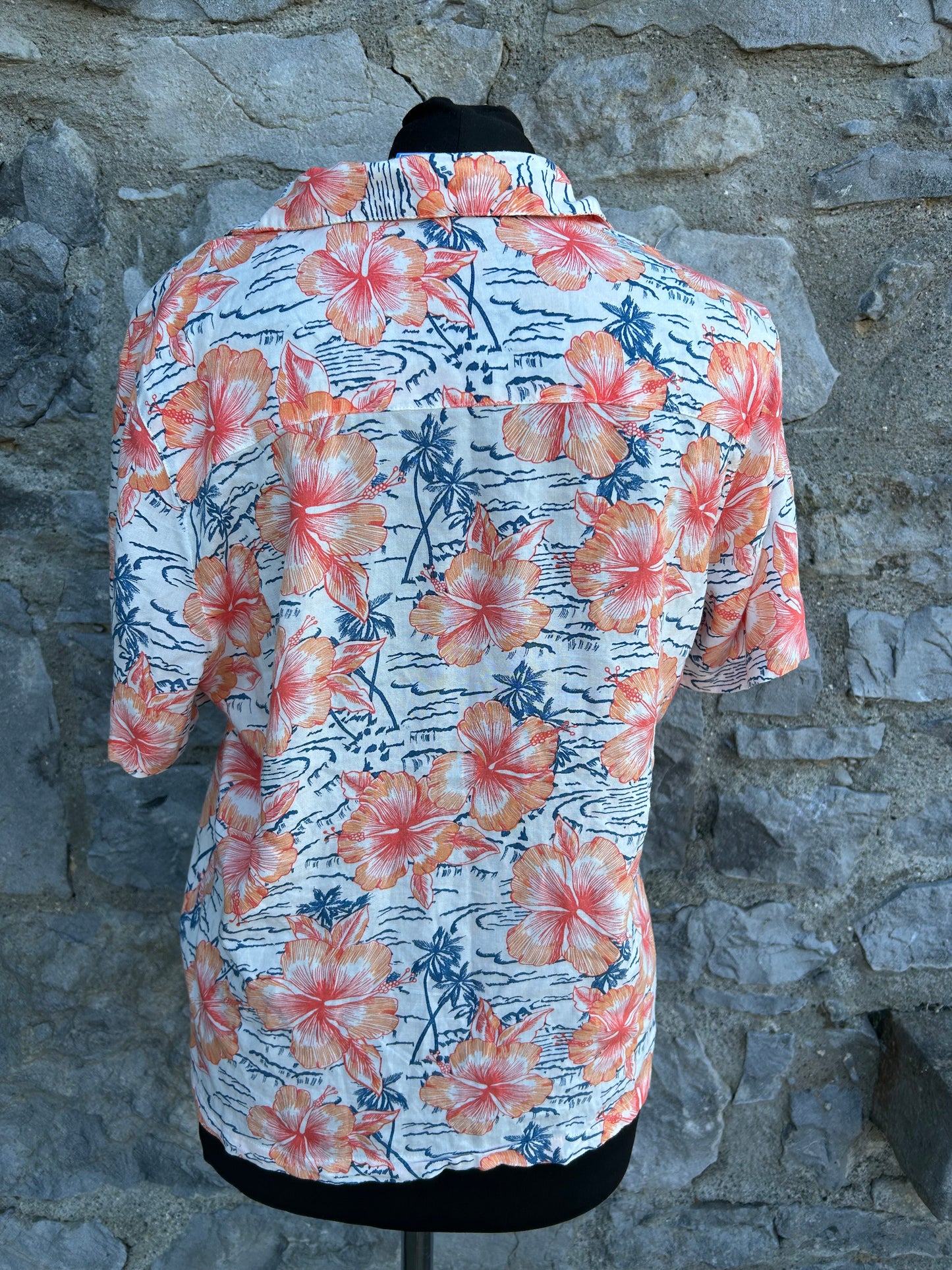 Hawaiian orange flowers shirt uk 10