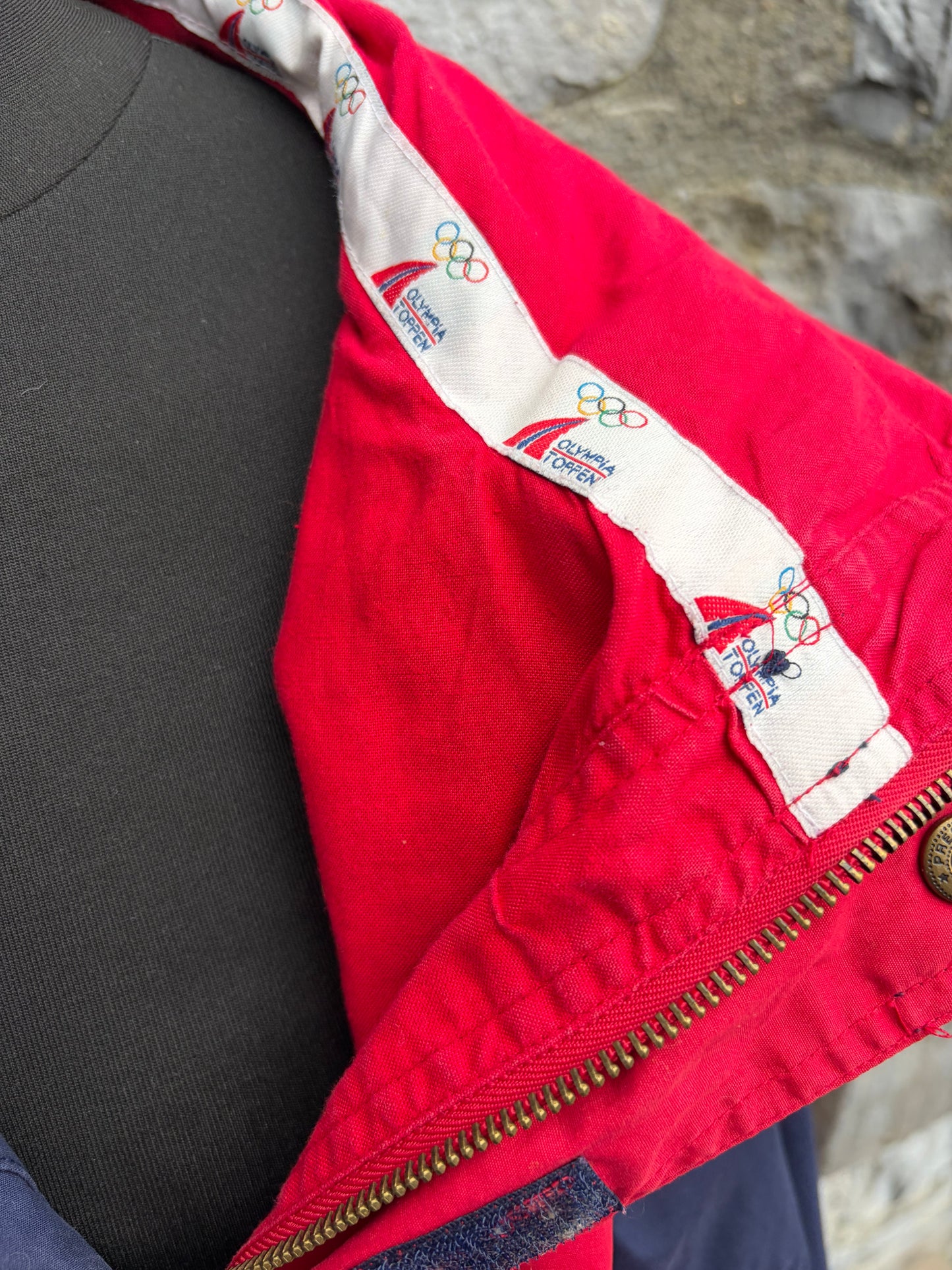 80s Red&navy half zip windbreaker  Large