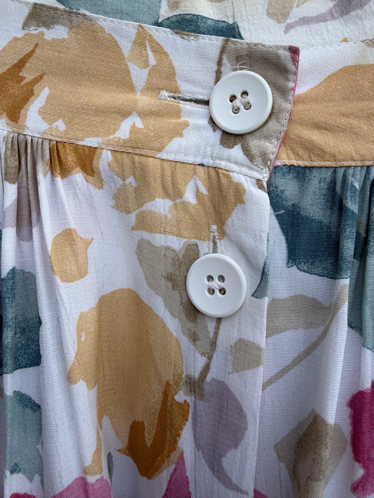 80s Pink&grey button up skirt uk 12