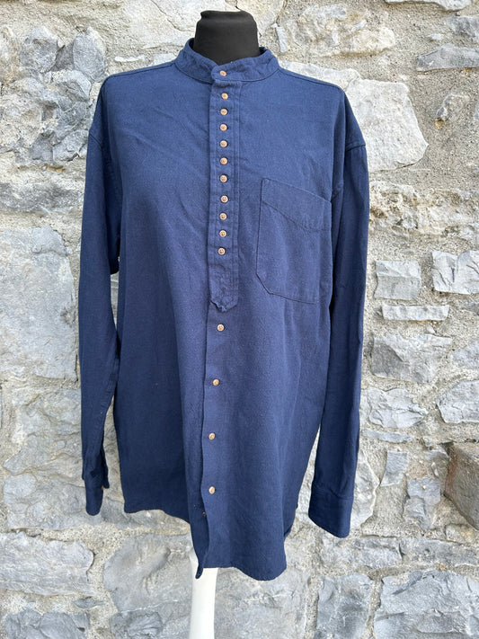 Navy grandpa collar shirt Medium
