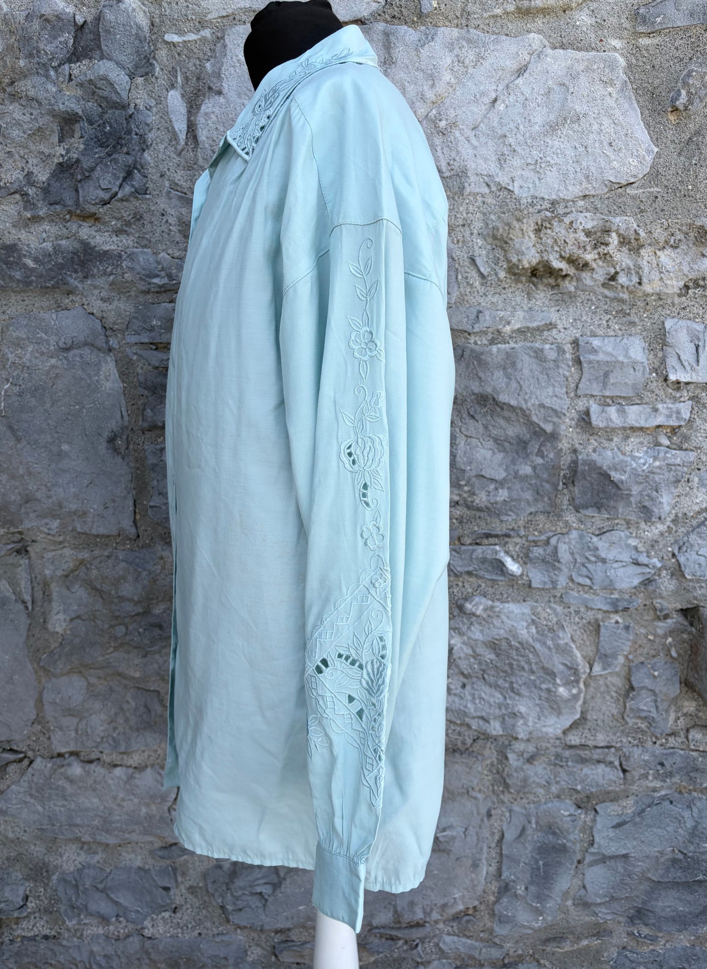 80s mint broderie blouse uk 12