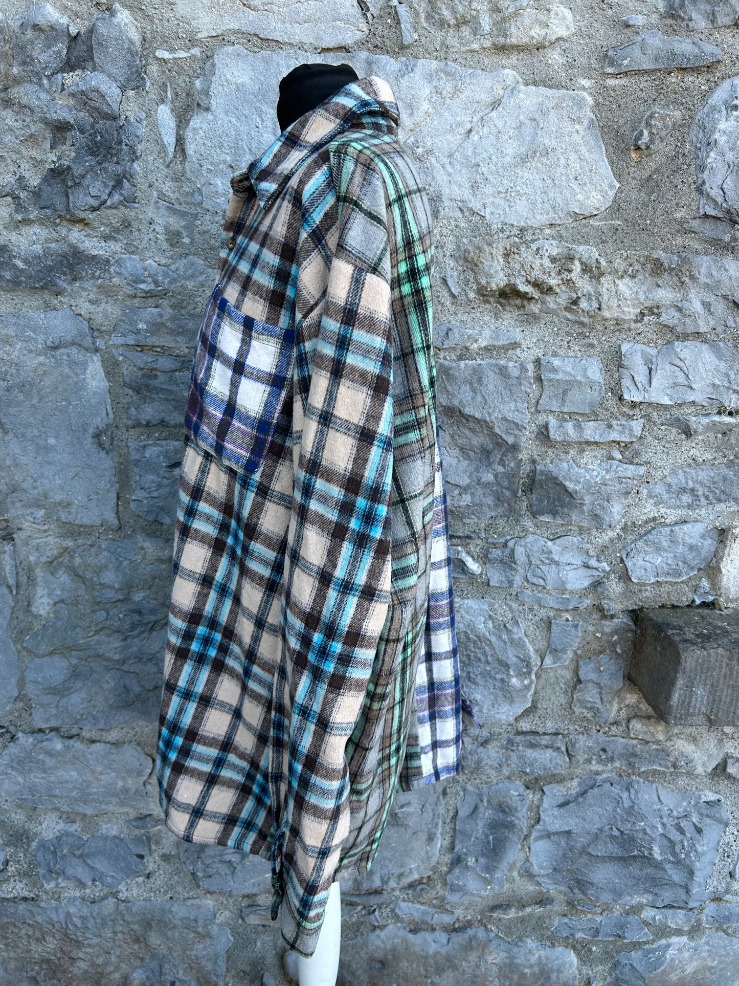 Unisex spliced check shirt XL
