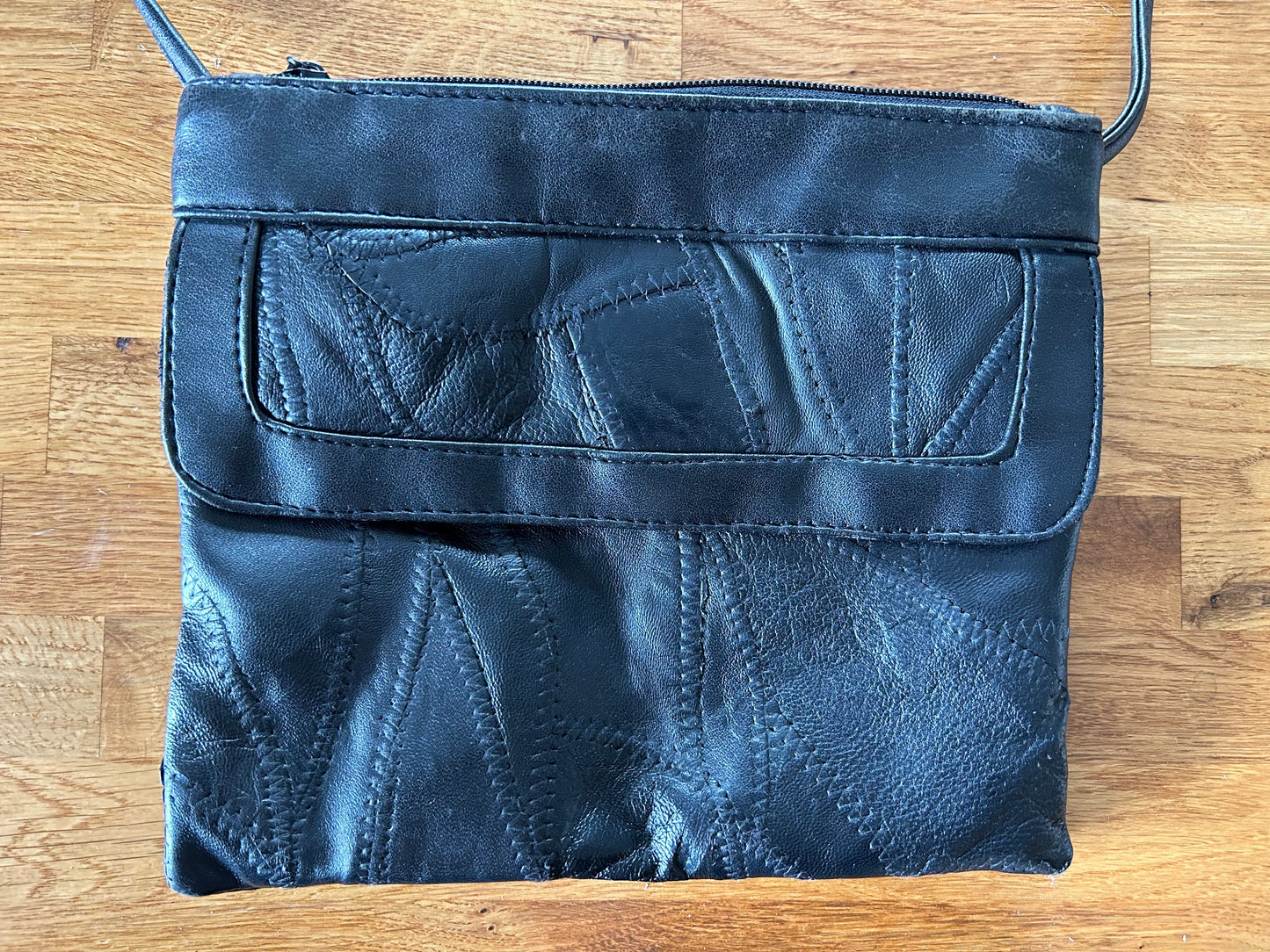 Black leather patchwork bag