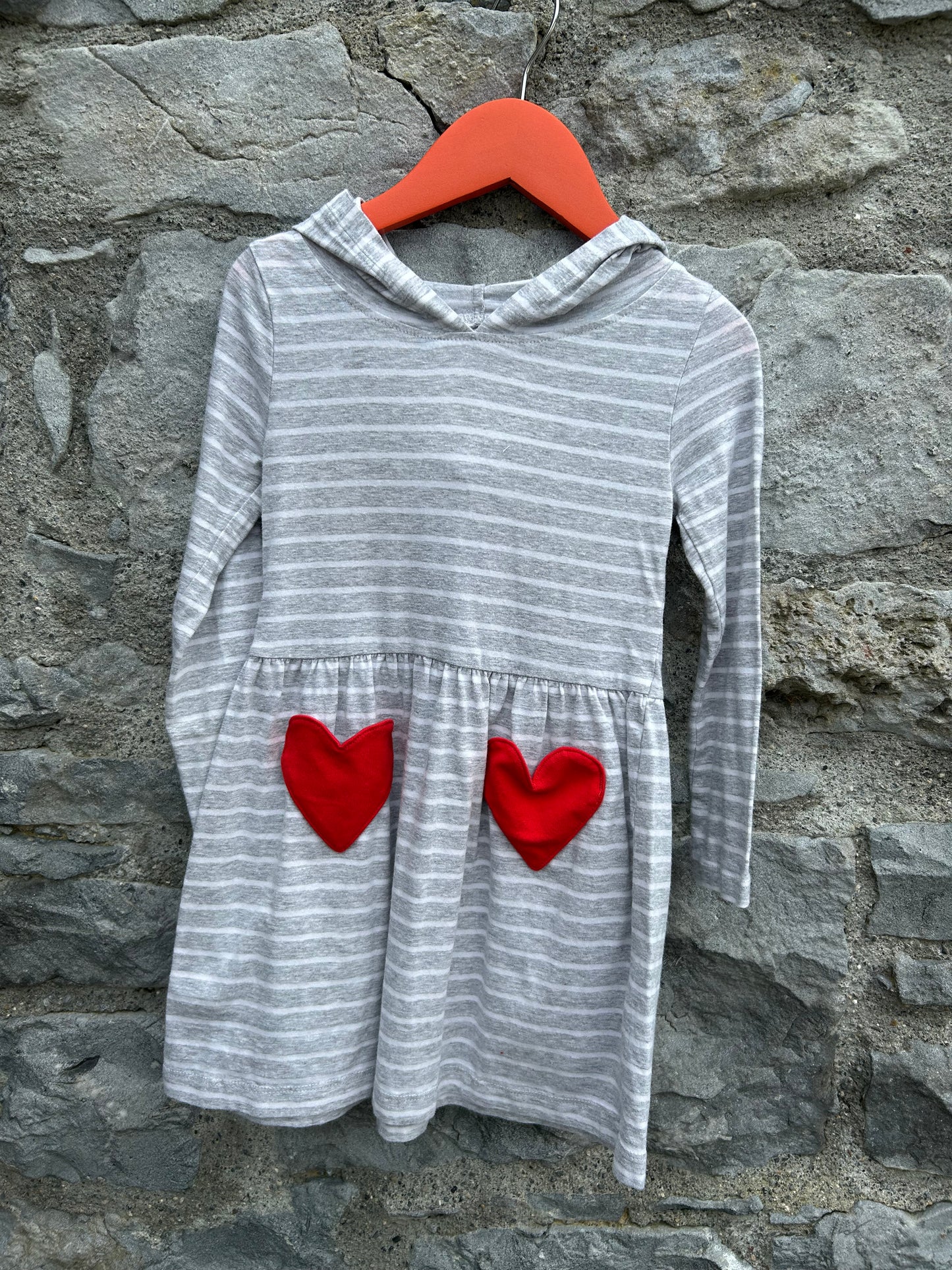 Grey stripy hooded dress  3-4y (98-104cm)