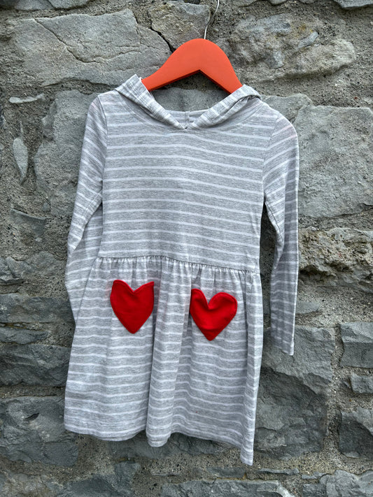 Grey stripy hooded dress  3-4y (98-104cm)