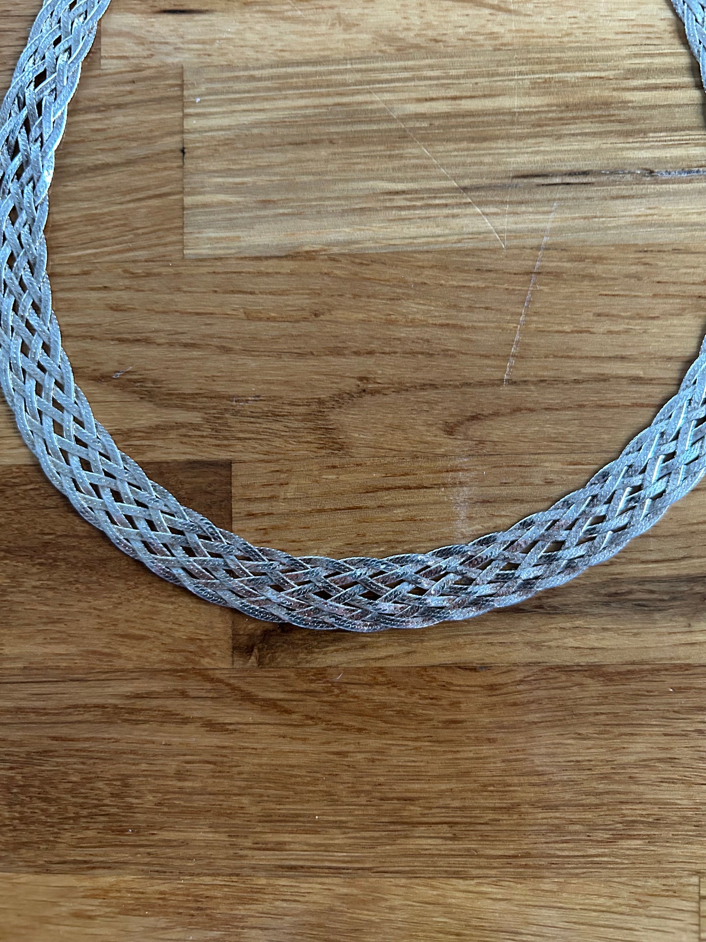 Braided silver necklace