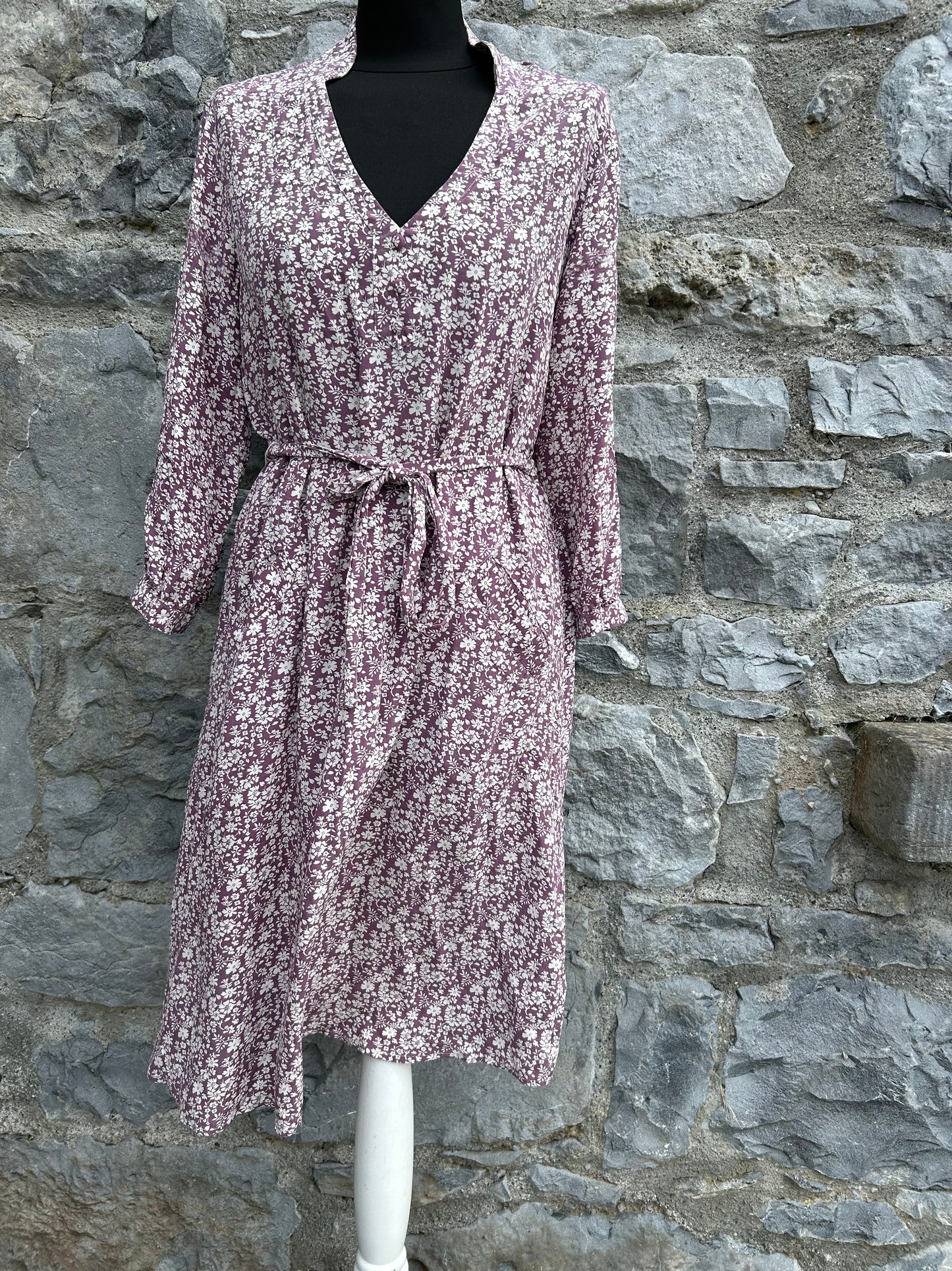 Floral lilac silk dress uk 12
